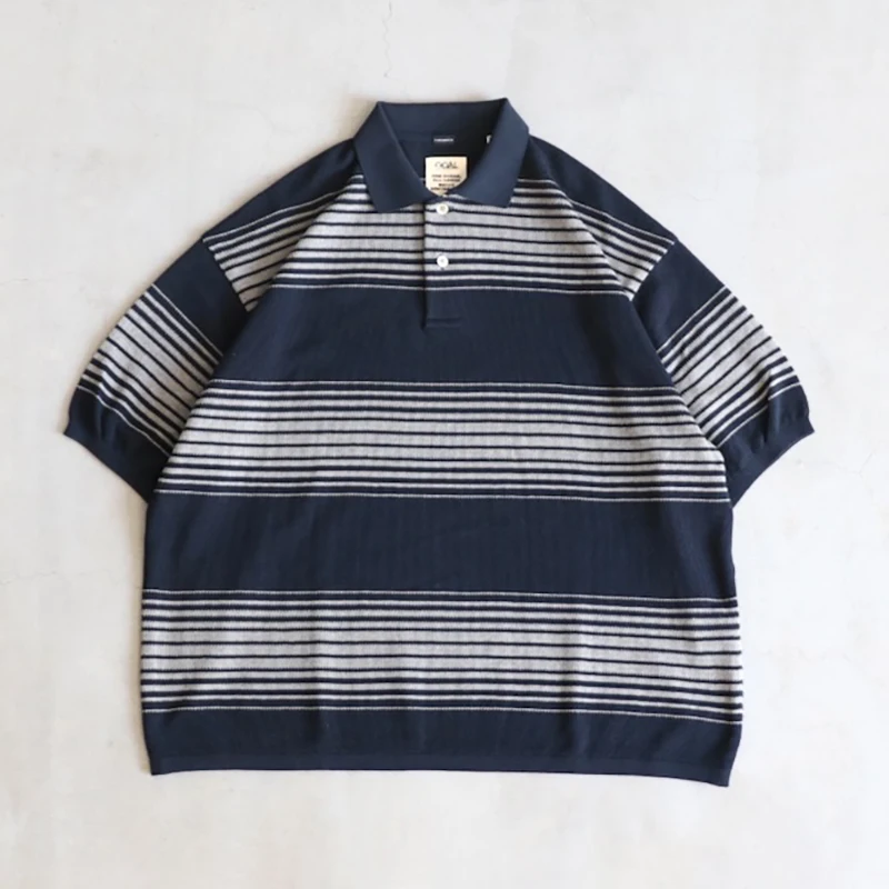 

NANCA 24SS Loose Fit Stripe Knitted ort Sve Sweater Japanese Sle Casual Versatile Four Seasons ex irt