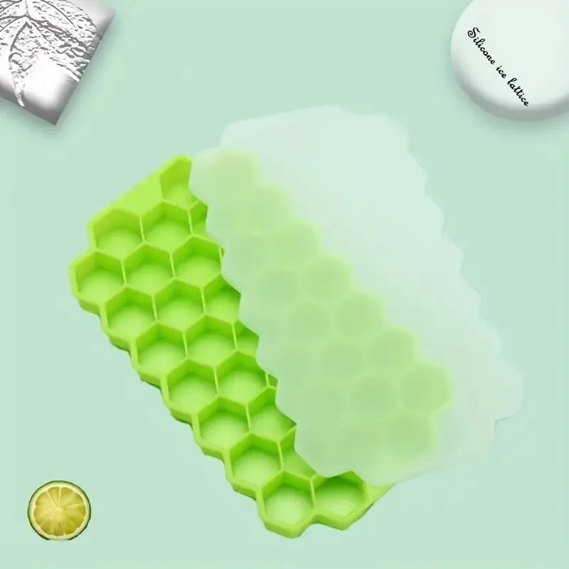 【Hot Sales】Food Grade Silicone Honeycomb Ice Cube Trays with LIDS - Easy To Remove Molds for Ice Cream, Cold Drinks