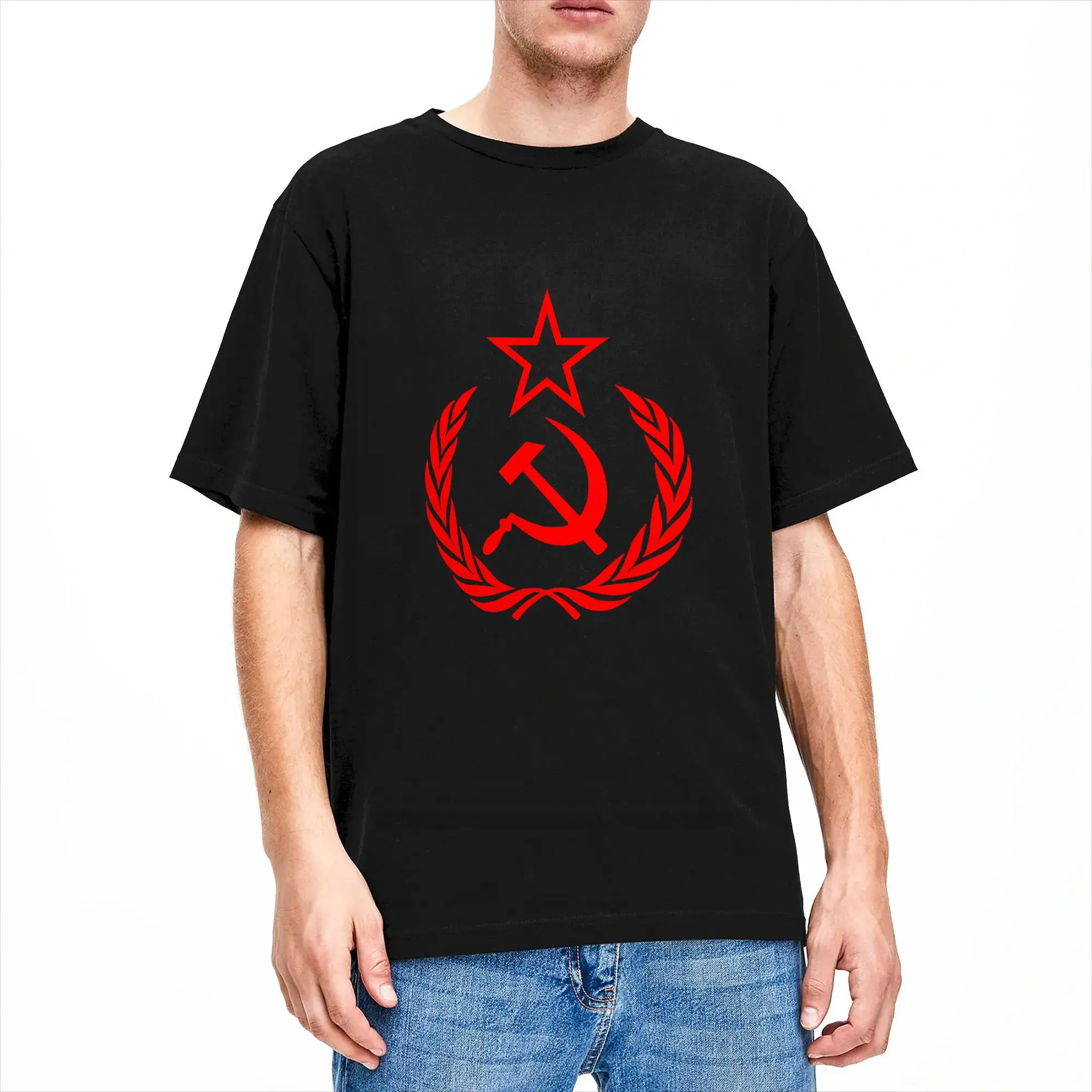 Red Star Hammer and Sickle USSR CCCP Soviet Union T-Shirt  Harajuku T Shirts Short Sleeve Aesthetic Tshirt Beach Cotton  Clothes