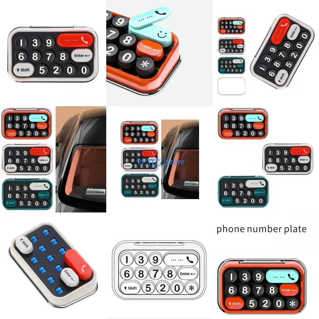 

37JE Telephone Number Plate Car Dashboard Temporary Parking Card Interior Decoration