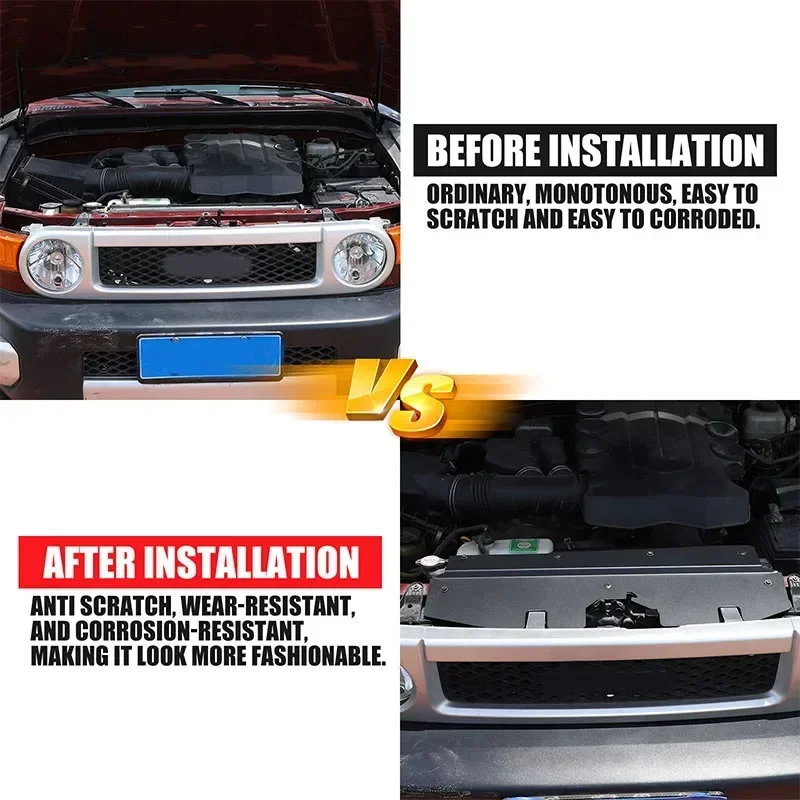Aluminum alloy For Toyota FJ Cruiser 2007-2021 Car Engine Compartment Lock Dust Cover Radiator Cooling Plate sticker accessories