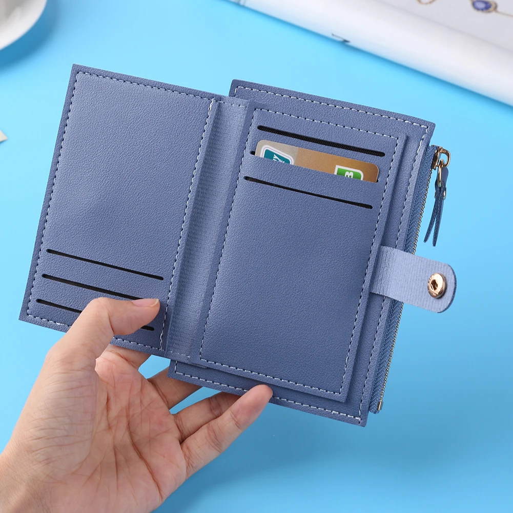 Dompet Multi-slot Kartu ID Fashion Wanita Dompet Mini Kulit PU Tempat Kartu Ritsleting