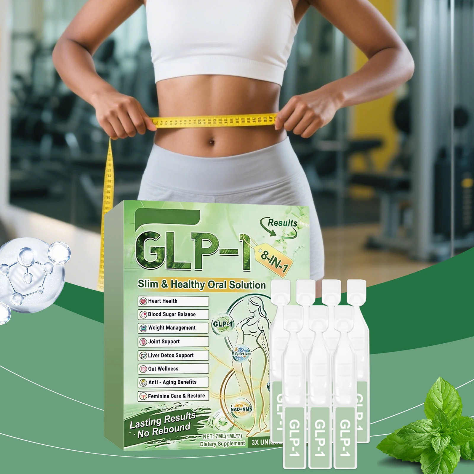 

GLP 1 Weight Loss Oral Drops Energy Boost Appetite Suppressant Blood Sugar Control Knee Joint Support Heart Health Feminine Care