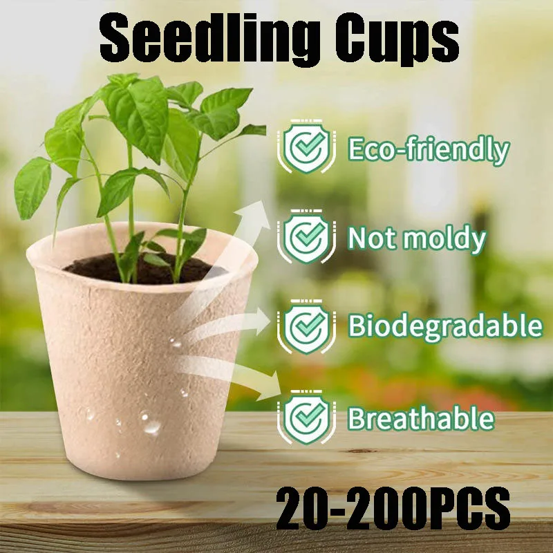 8cm Garden Round Peat Pots Plant Seedling Starters Cups Nursery Herb Seed Tray Planting Tools Eco-friendly Biodegradable
