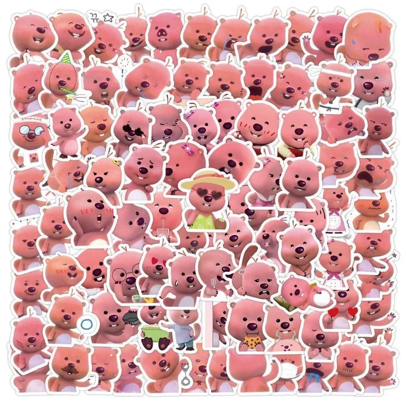 

100pcs stickers cute Pororo beaver Ruby emoji DIY notebook laptop suitcase water cup waterproof decorative stickers children toy