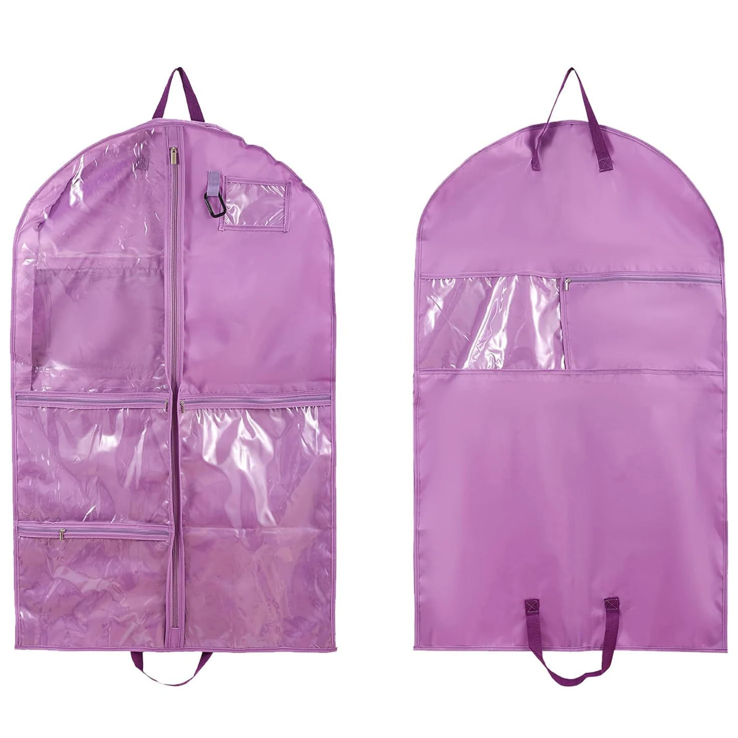 

Purple Gusseted Travel Garment Bag with Accessories Zipper Pockets Suit Garment Cover for Shirt Dance Dresses Dance Costume Bags