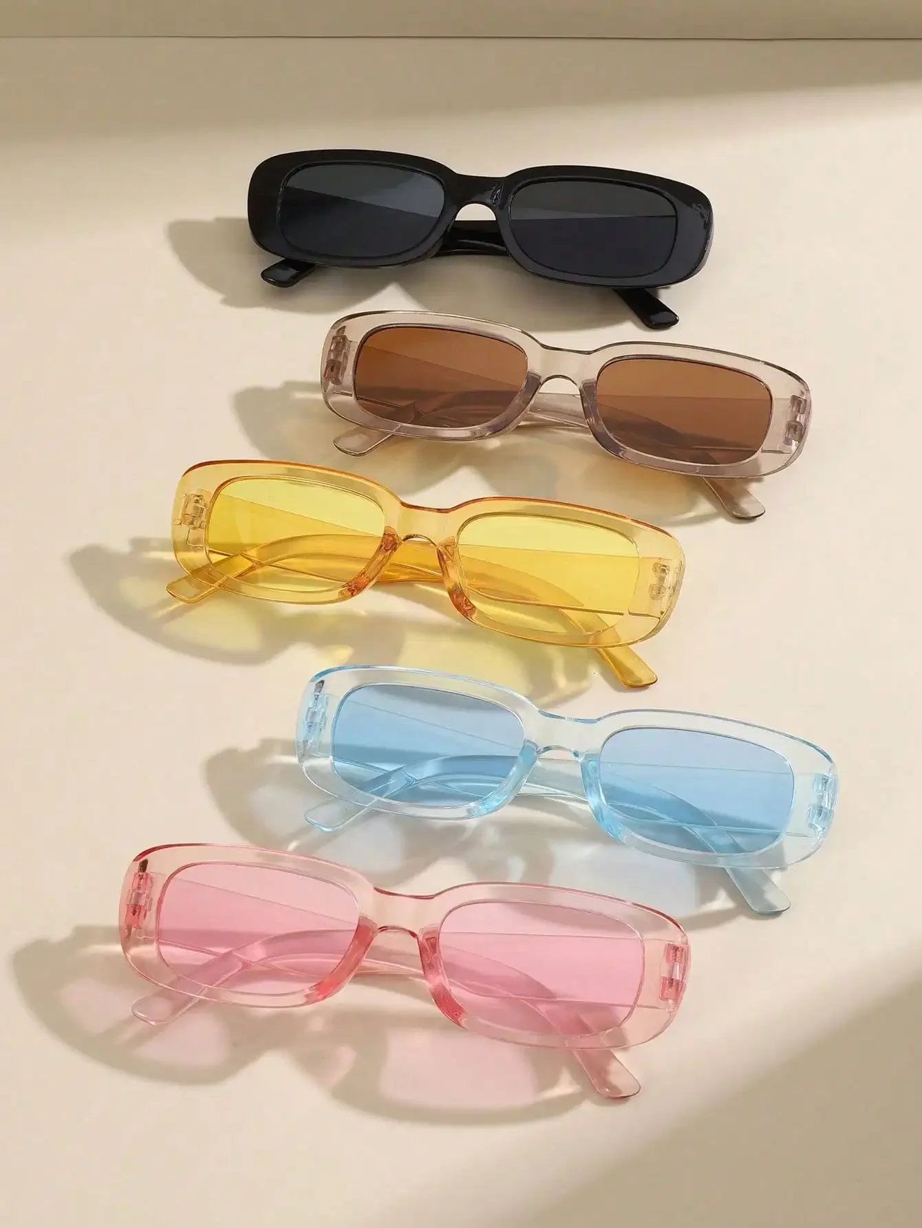 

5pcs Women's Square Personalized Street Style Eyeglasses, Luxury Fashion Beach Eyeglasses, Multi-Color Options, Suitable For Daily Life, Beach Holiday, Outdoor Travel Decoration For Summer Beach Vacation,Outdoor,Travel