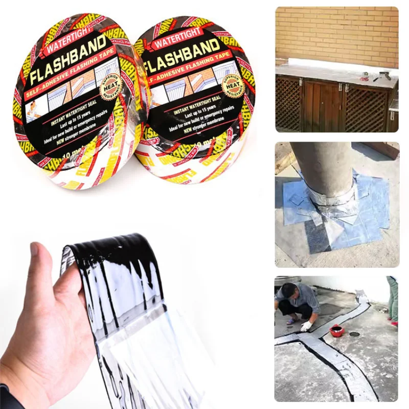 

Waterproof Tape High Temperature Resistance Aluminum Foil Thicken asphalt Tape Wall Pool Roof Crack Duct Repair Sealed Self Tape