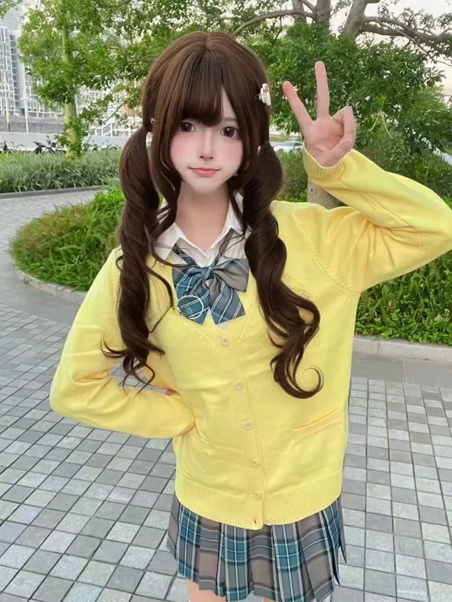 

College Sle JK orm Вязаный свитер Простой открытый кардиган Тонкая верхняя одежда Комплект с юбкой Женский модный ансамбль Осенняя одежда