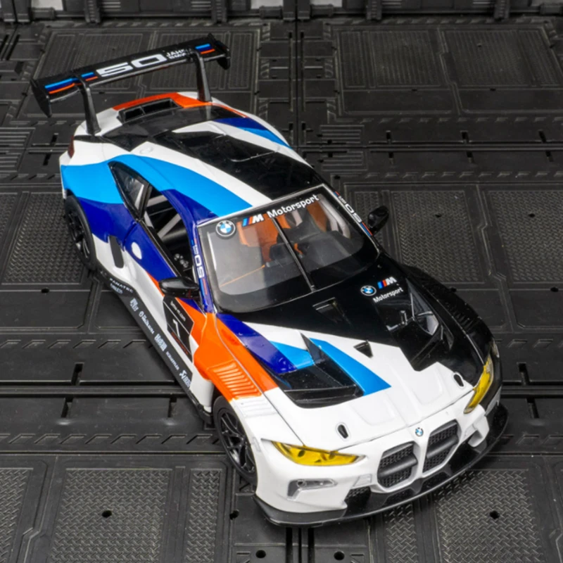 子供用合金スポーツ玩具,金属製トラック,シミュレーション,音と光,ギフト,1:24 bmw m4 gt3