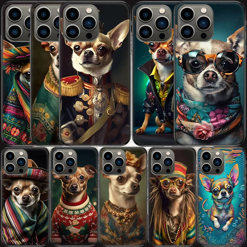 Funda de teléfono Chihuahua Dog a la moda para Apple Iphone 16E 16 Pro Max 15 Plus suave 13 12 Mini funda 11 14 Pro Max Capa 8 7 SE Shell C