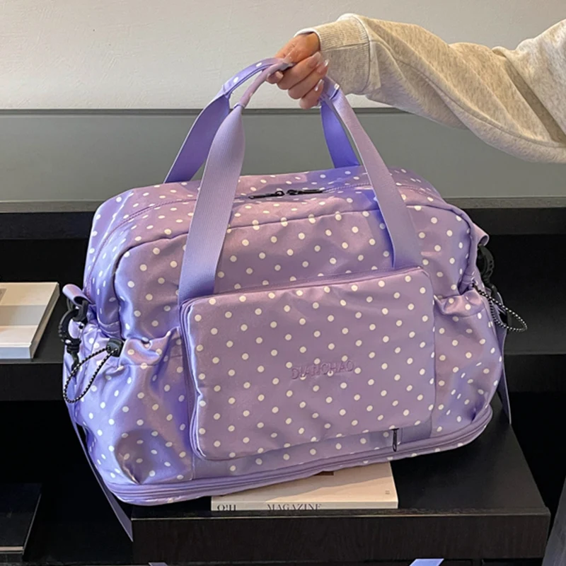 Retro Polka Dots Travel Bag Handbags Large Capacity Carry On Luggage Bags Men Women Shoulder Outdoor Tote Weekend Waterproof Bag