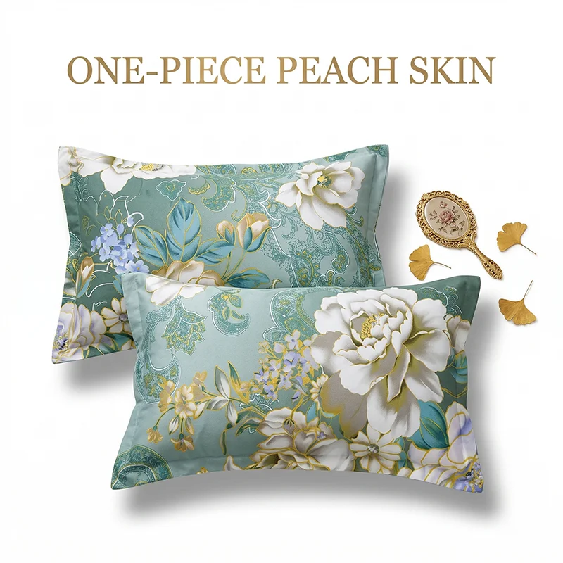 

1 Pc Vintage Floral Print Bed Pillowcase Peach Skin Rectangular Sleeping Pillow Cover for Bedroom Bedding Home Decor Shabby Chic