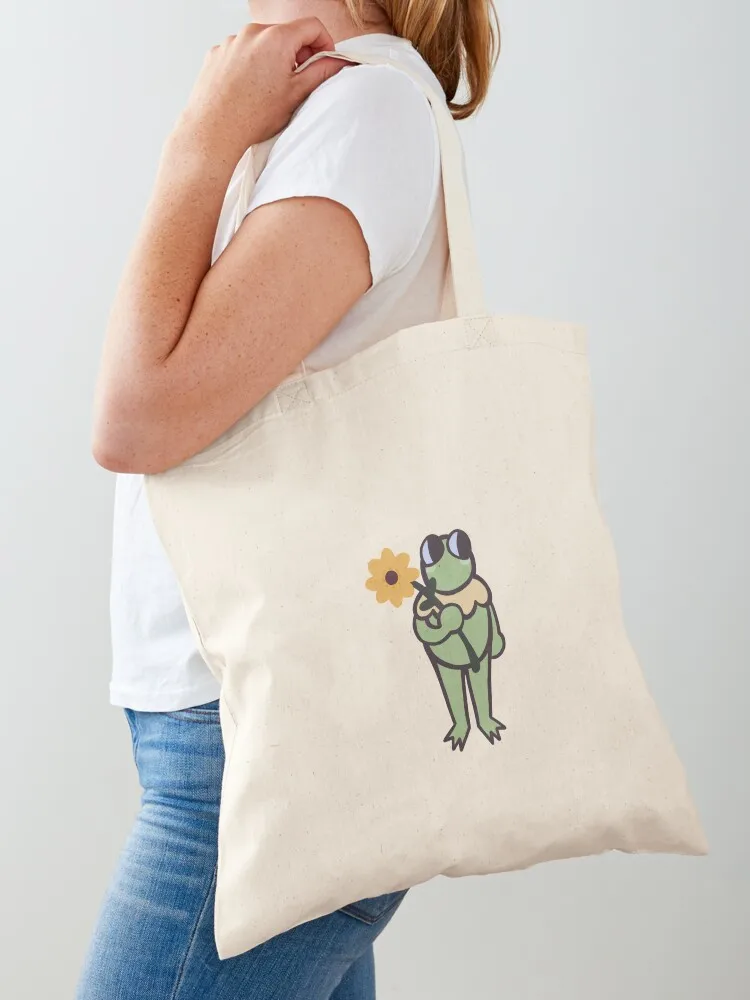 

Frog Holding A Sunflower Tote Bag large size bags Canvas bag for women women bag tote woman