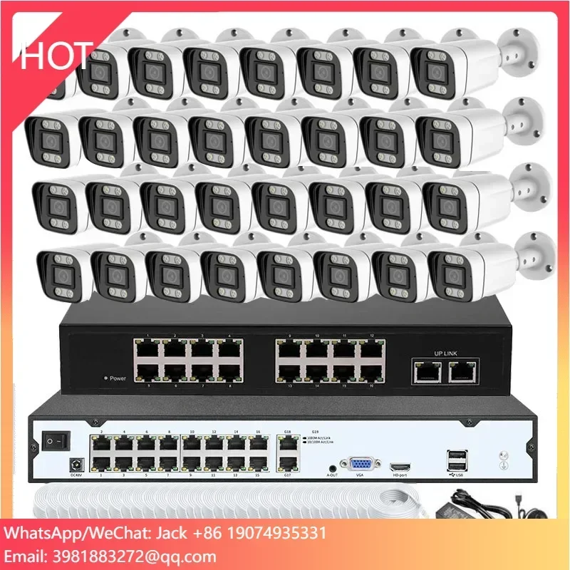 32chs 2 Way Audio 8mp 4K Face Human Detection POE CCTV Security Camera Module Outdoor System 4K NVR 8 MP Kit