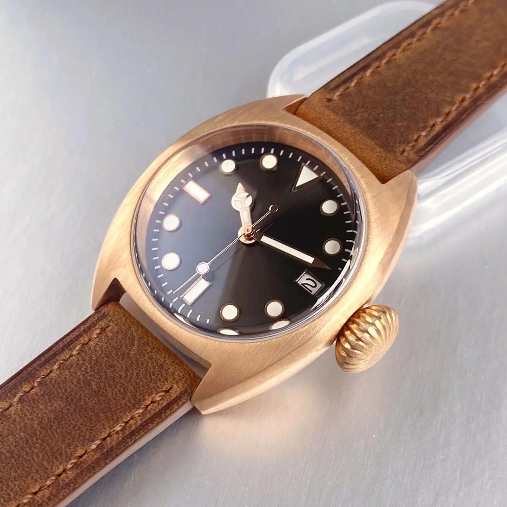 Reloj de pulsera personalizado CUSN8 de bronce Retro con burbujas de cristal de zafiro gris para buzo militar 36mm 20ATM reloj mecánico automático NH35A