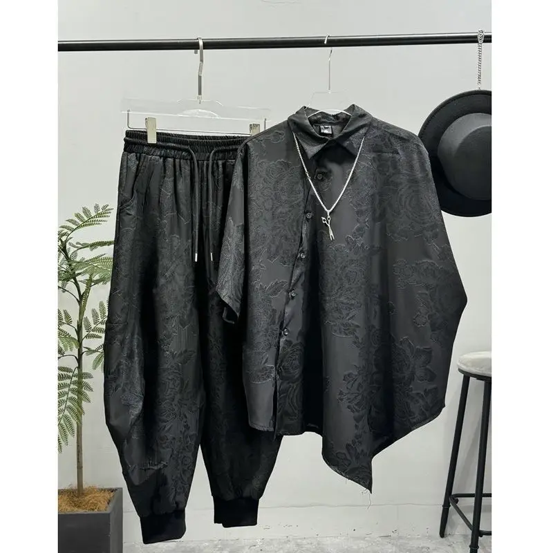 NOVEDAD DE VERANO 2021, camisa de traje de manga corta, conjunto informal de dos piezas de estilo coreano para hombre, camisa de murciélago fina versátil de estilo chino