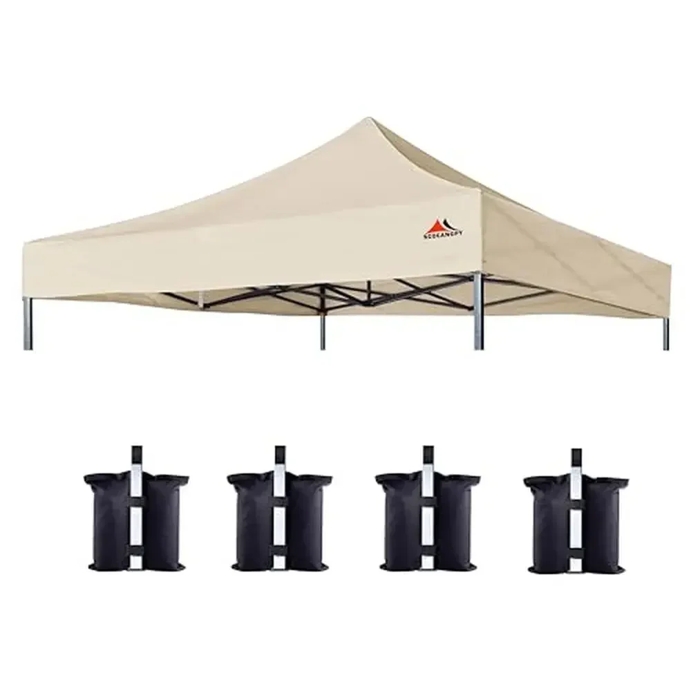 

Canopy Cover Replacement Top 10x10 with Bonus Weight Bags Commercial Grade 600D Polyester Waterproof & Durable Easy Install