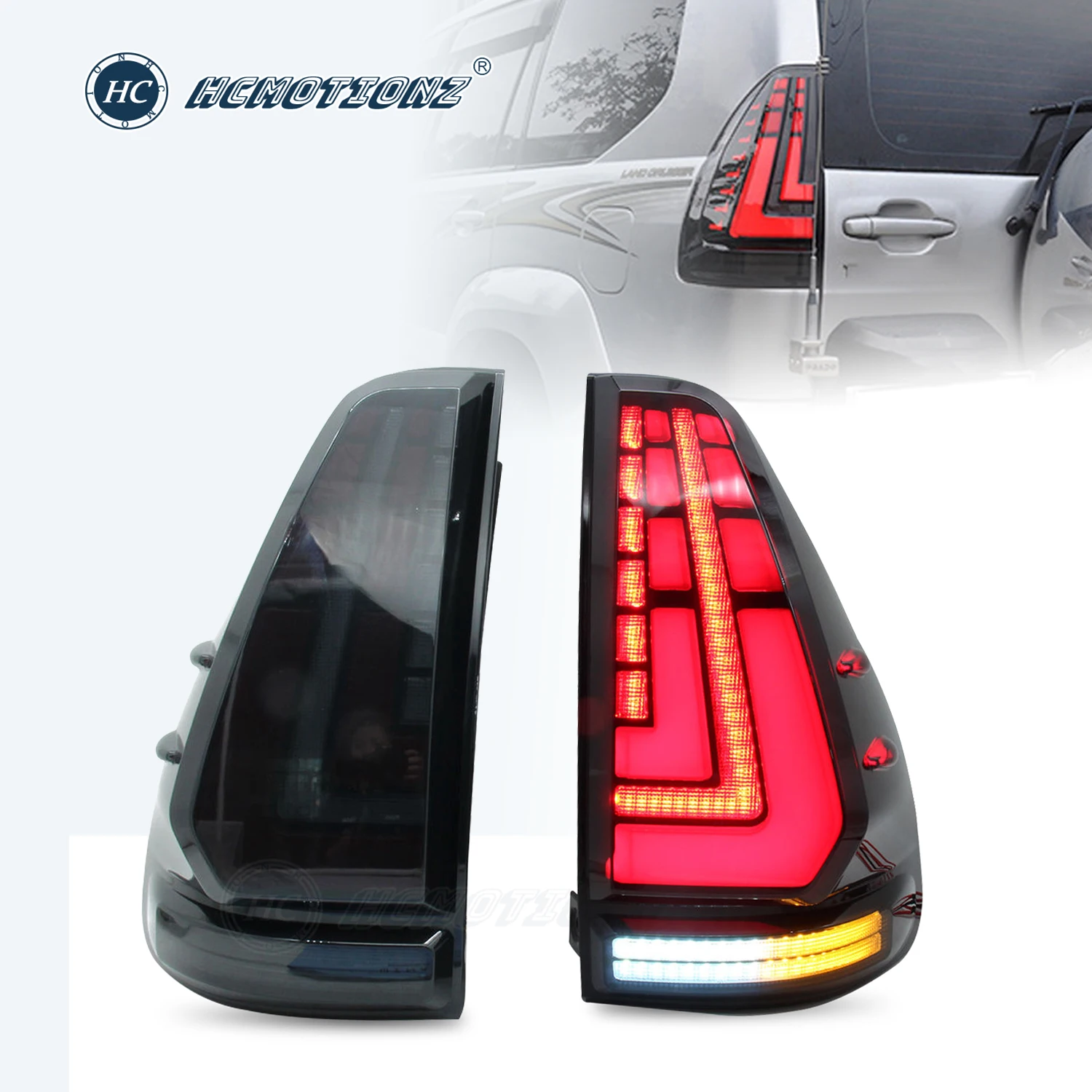 

HCMOTIONZ LED Tail Lights for Toyota Land Cruiser Prado 2003-2009 3th Gen Car Rear Back Lamps Assembly Lihting System