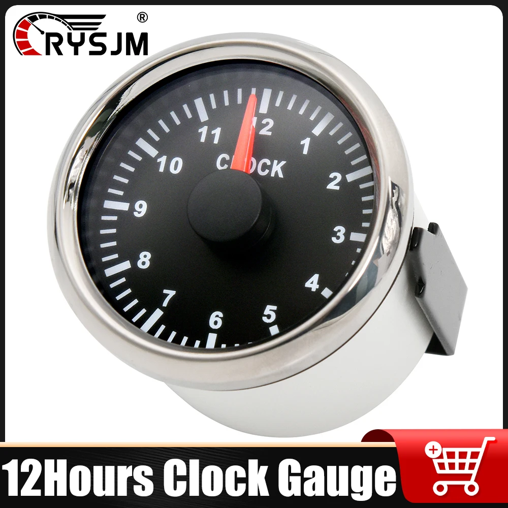 

52mm 12 Hours Clock Gauge Pointer Hour Meter Waterproof Digital Clock For Car Boat Yacht Truck Gauge Meters 9-32V Universal