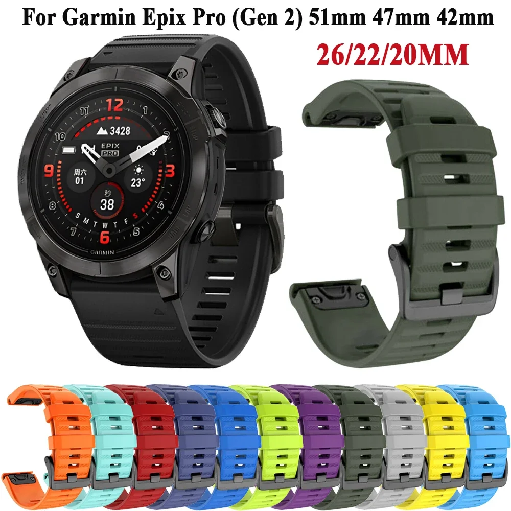 QuickFit Band Bracelet For Garmin Epix Pro Gen 2 51mm 47mm 42mm Watch Silicone Strap For Fenix 7S 7 7X 6S 6 6X Pro 5S 5 5X Plus