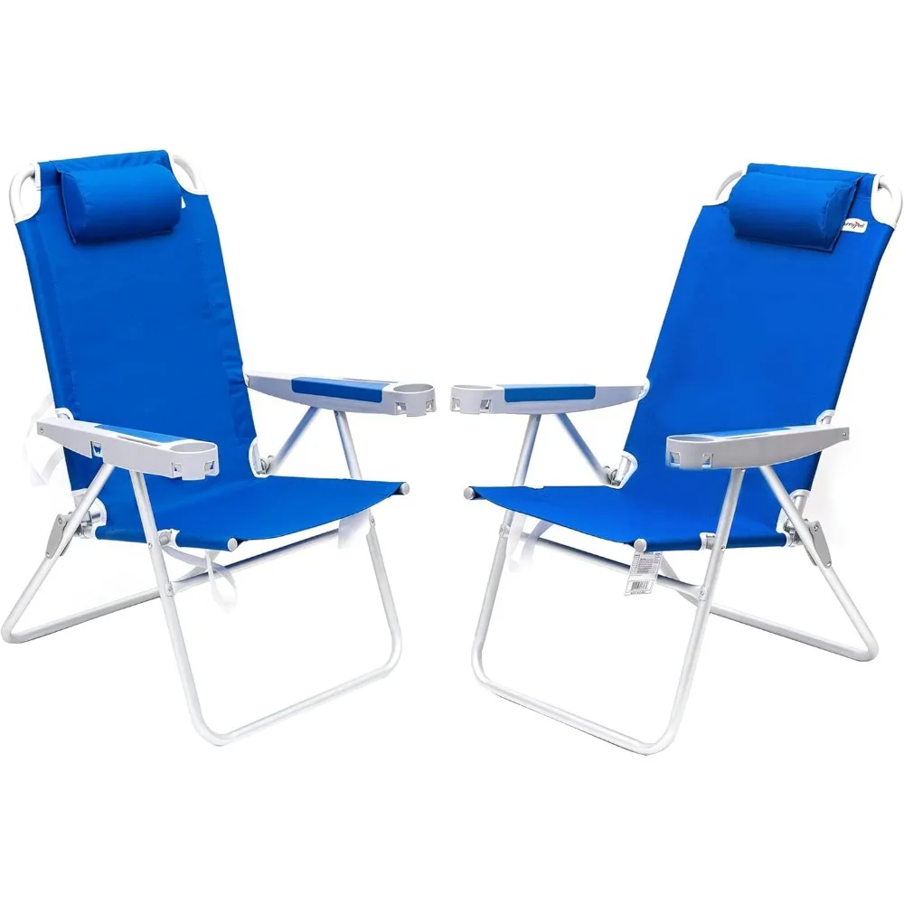 

17" Tall Oversized Beach Chairs 2 Pack for Adults,Heavy Duty 500 LBS, 5 Position, Portable Folding Chair for Outdoor/Lawn/Trip