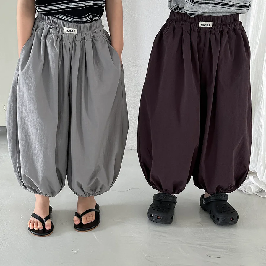 2026 Children's Summer New Lantern Pants for Small and Medium Sized Loose Nine Minute Speed Drying Pants