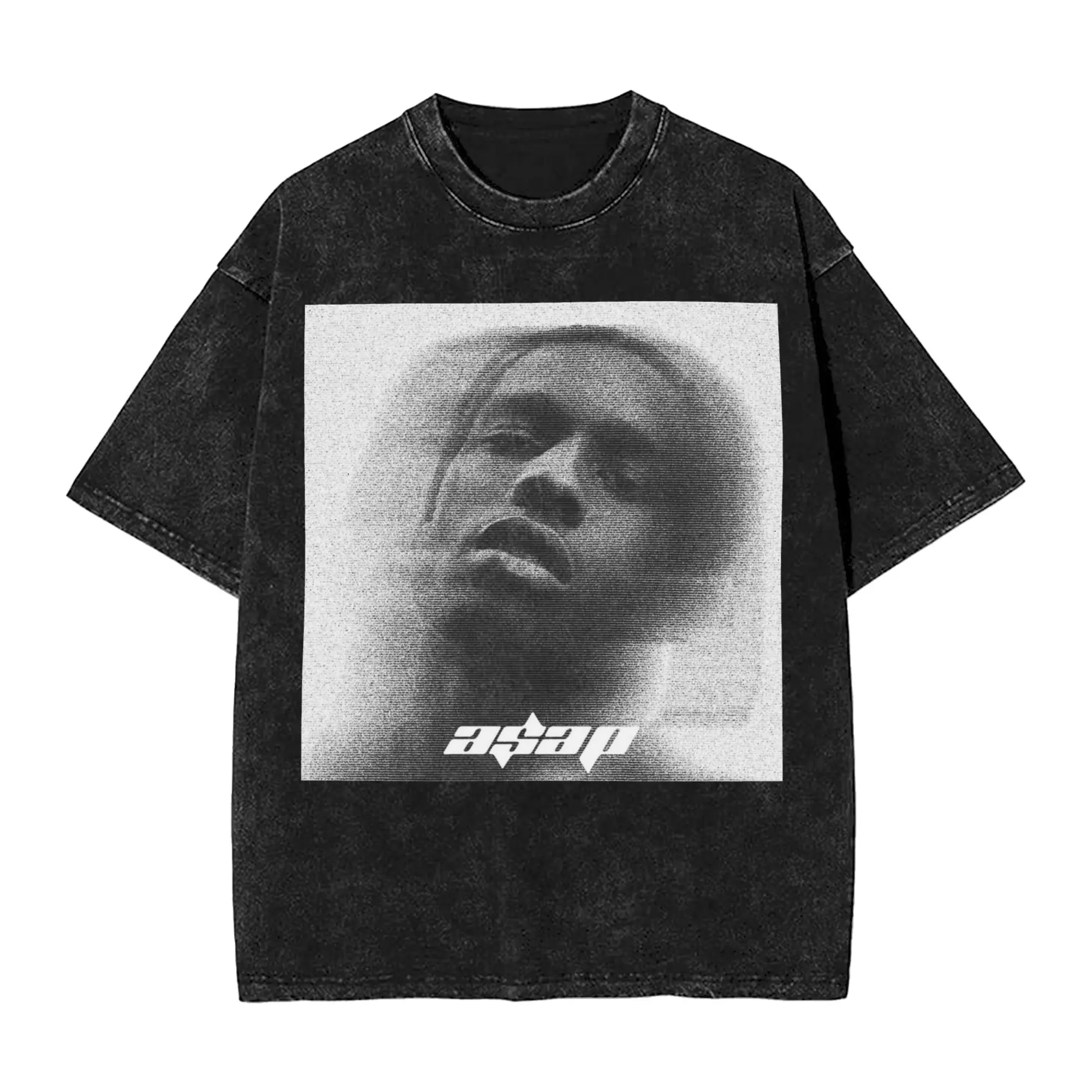 Washed T Shirts Asap Rockys Rapper Hip Hop Retro T-Shirts Harajuku  Streetwear Cotton Printed Tops Tees for Men Women