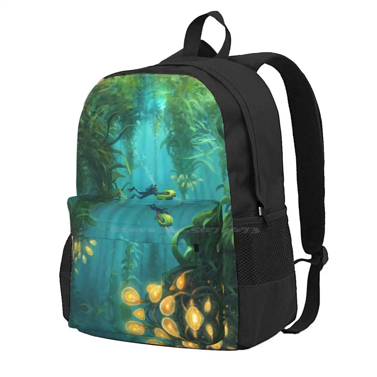 Exploring The Kelp Forest Hot Sale Schoolbag Backpack Fashion Bags Underwater Diver Unknown Worlds Games Gamer Sci Fi Alien