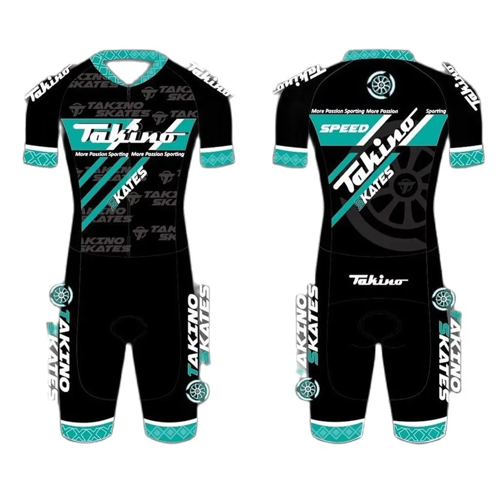 2022 Summer Takino Racing New Skinsuit Speedsuit Roller Skates Apparel Short Sleeve Lycra Tights Sportswear Pro Team Trisuit