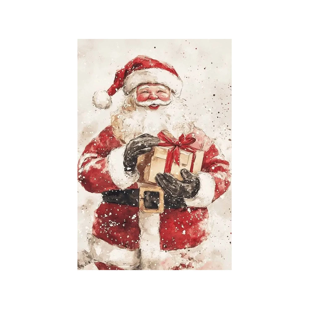 1pc Canvas painting  Vintage Christmas Poster Print For Living Room Winter Xmas Santa Claus Decoration Merry Christmas Tree Canv - view 6