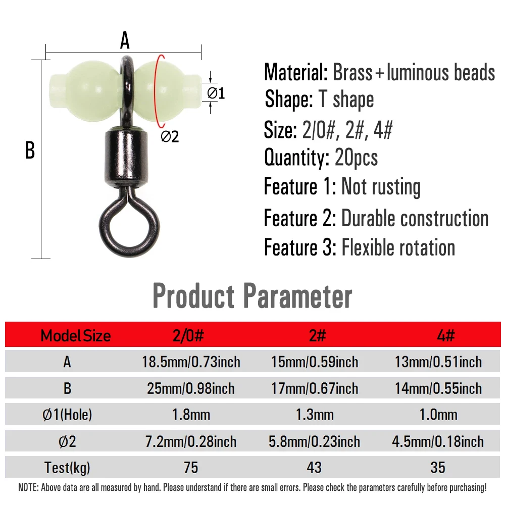 Esmerillon 3 vías con cuentas luminosas – Conector swivel para anzuelo