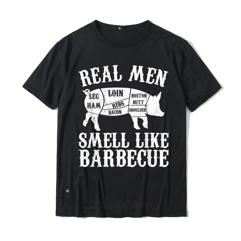 Mens Real Men Smell Like Barbeque BBQ Barbecue Grilling T-Shirt  Men's T Shirt Custom Tops T Shirt  Casual