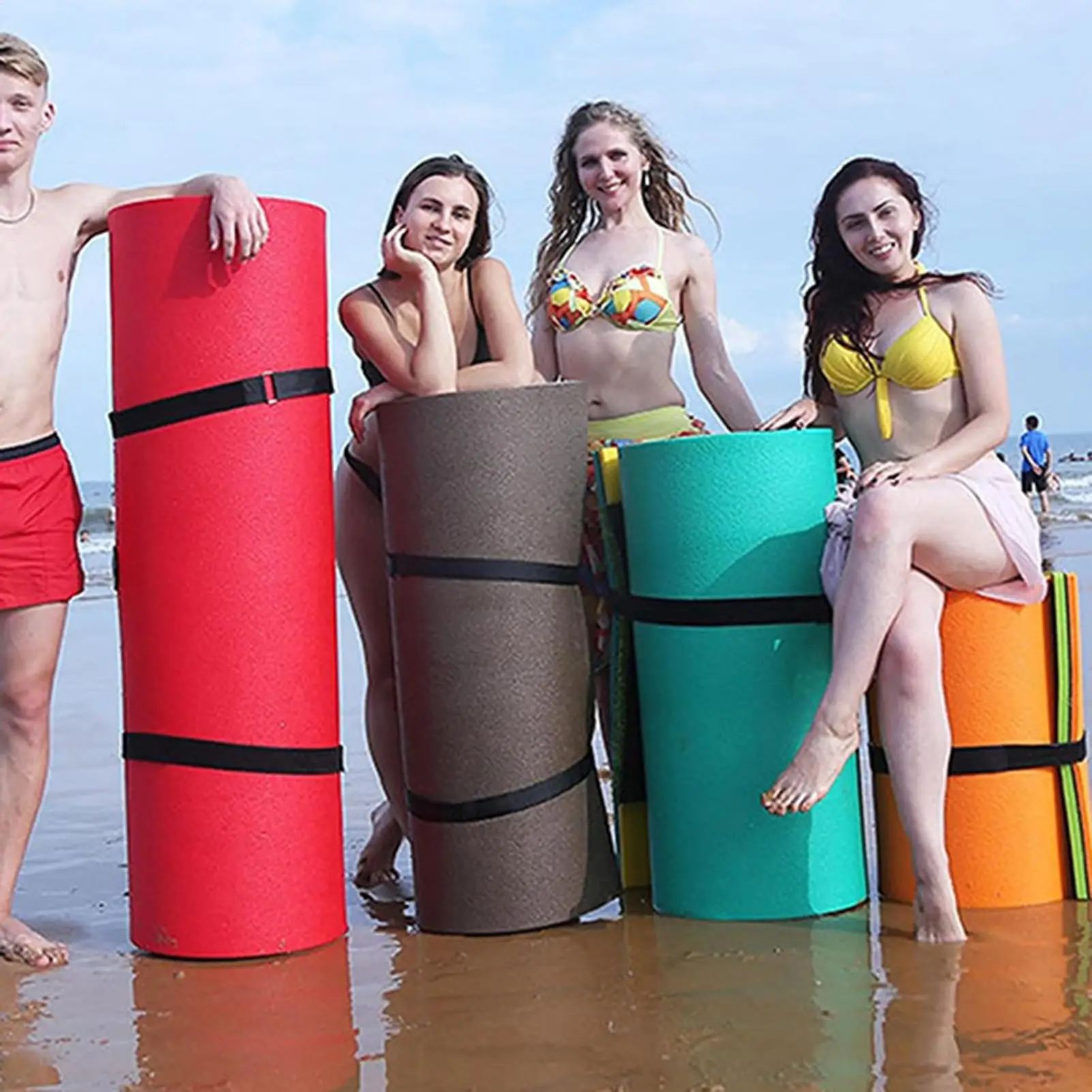 Floating Water Mat Strap 90 Inch Storage Tool With Pad Protectors Floating Mat Securing Straps For Crawling And Yoga Pad Carpet