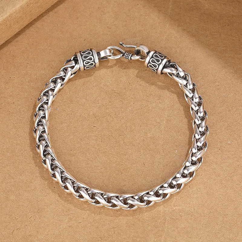 Cuban Link Twist Bracelet for Men - Thick Alloy Rope Chain, Adjustable Masculine Unisex Jewelry Gift for Boyfriend Husband