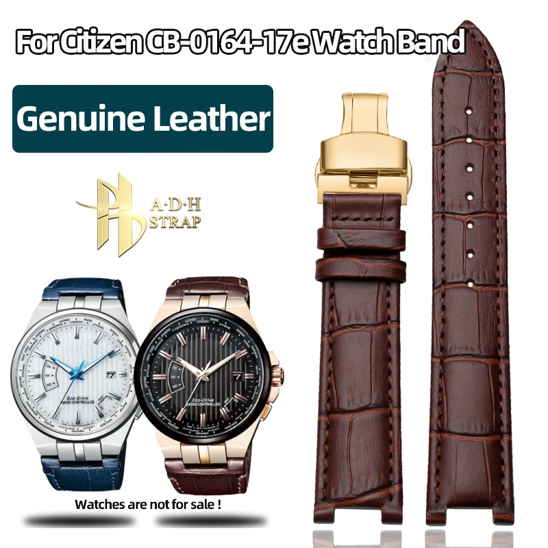 Genuine Leather Watch Band Female Connector For Citizen Perpetual Calendar CB0164-17E CB0160-18A Cowhide Leather Strap