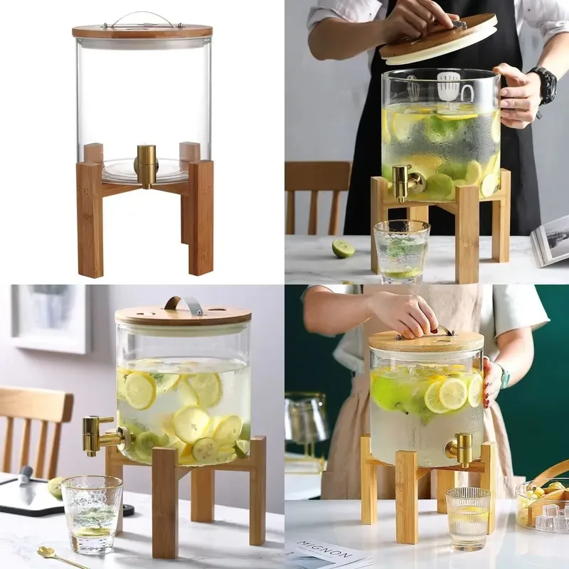 Custom Large Capacity Glass Beverage Dispenser with Faucet for Beer Wine Tea Mixed Drinks