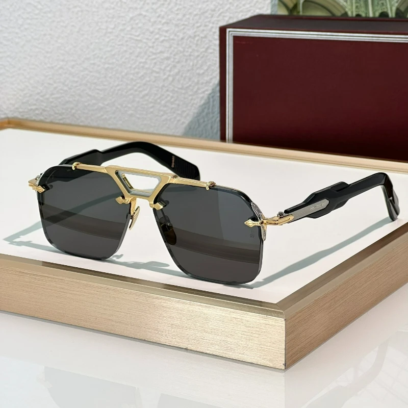 

2025 New Quality Vintage Alloy Square Sunglasses Fashion Men Women Black Gold Frame Green Gradient Lenses Trendy Solar Glasses