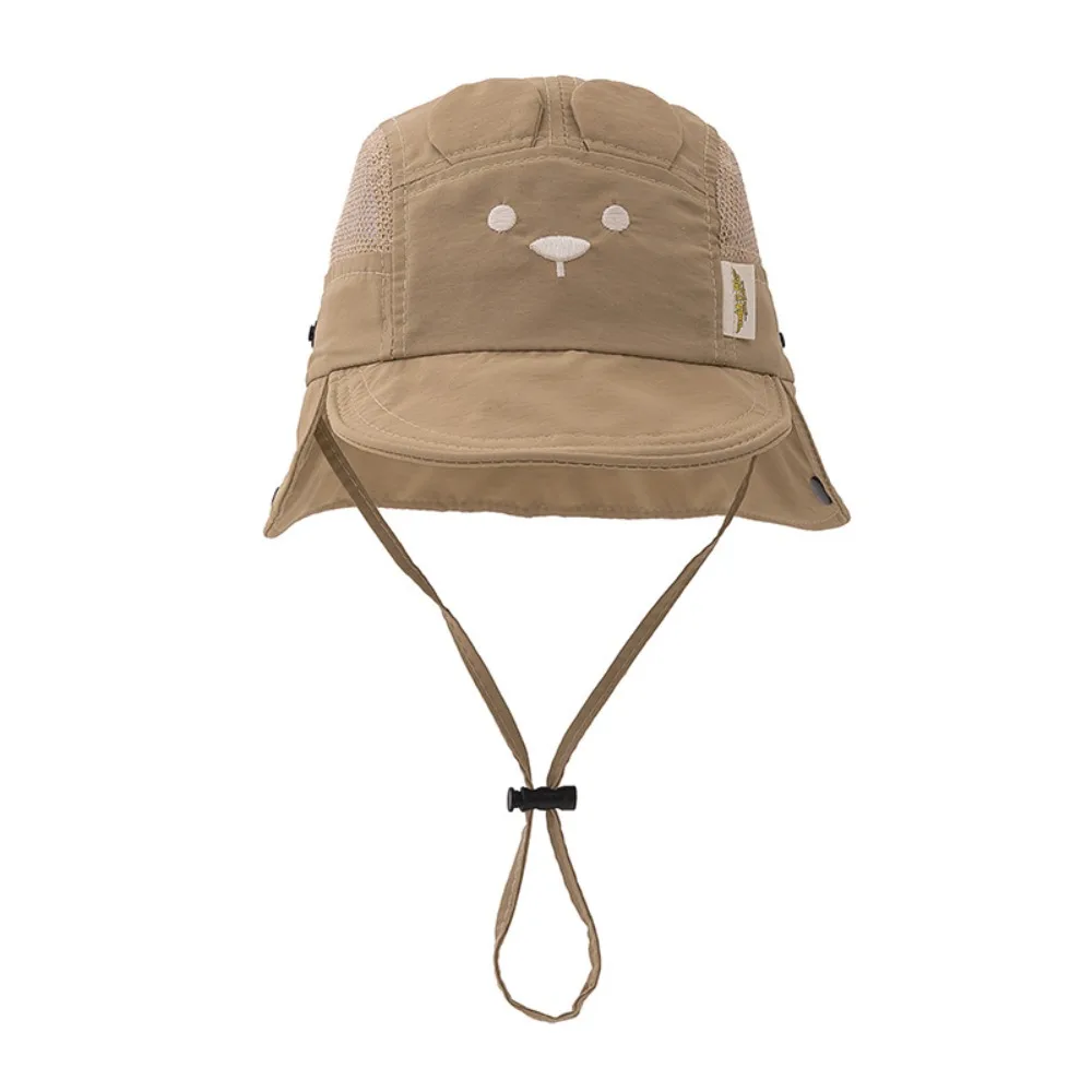 

Новая летняя шляпа с мультяшными медвежьими ушками, защитная кепка от солнца с вышивкой, дышащая быстросохнущая панамская шляпа для мальчиков и девочек