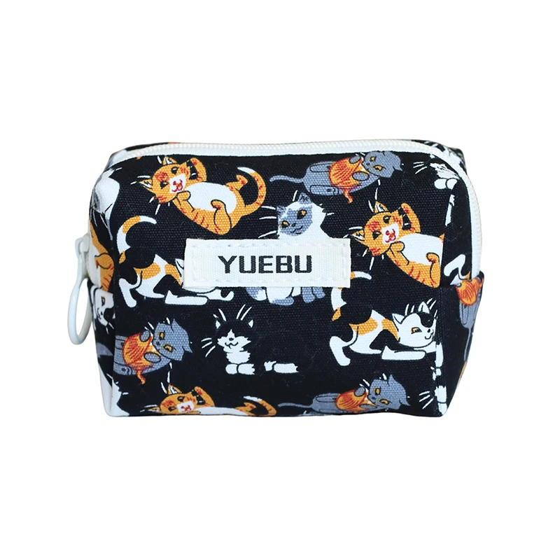 محفظة عملات معدنية لطيفة على شكل قطة، حامل بطاقات، حقيبة سماعة الرأس، سحاب إغلاق، مدمج ومحمول