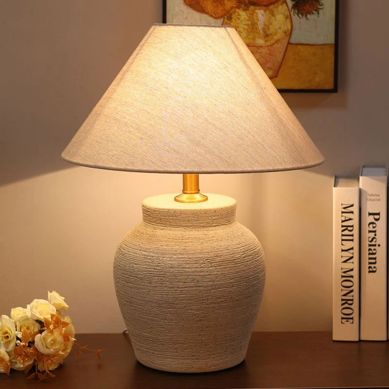 

OUFULA Nordic Ceramic Table Lamp Modern Art Living Room Bedroom Study Villa LED Originality Desk Light