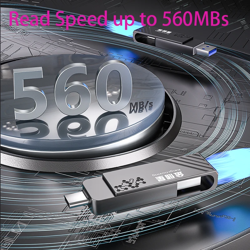 Kingchuxing 고속 솔리드 스테이트 Type-c USB 플래시 드라이브 128GB 256GB 512GB 모바일 하드 디스크 듀얼 인터페이스 USB 플래시 드라이브 1TB