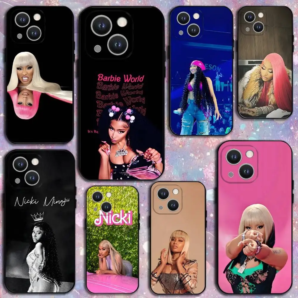 

Nicki M-minaj rap Singer Phone Case For iPhone 16,15,14,13,12,11 Plus,Pro Max,XS,X,XR,SE,Mini,8,7,Soft Silicone Black Cover