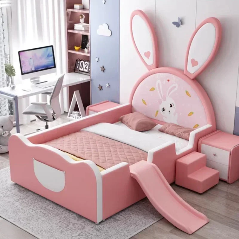 Aesthetic Cute Girl Bed Bases Frames Kids Modern Queen Wood Princess Children Bed Space Saving Room Furniture