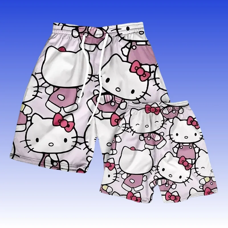

MOTO-Cute мультяшные пляжные шорты HELLO KITTY для мужчин и женщин, летняя мода