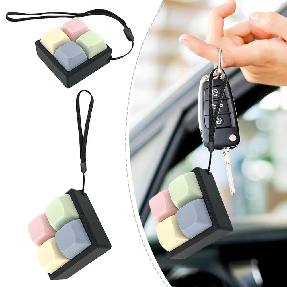 Customizable Fidget Keyboard Keychain Soothing Color Scheme Mechanical Button Squeeze Toy Stress Relief Pendant for Bag Charm