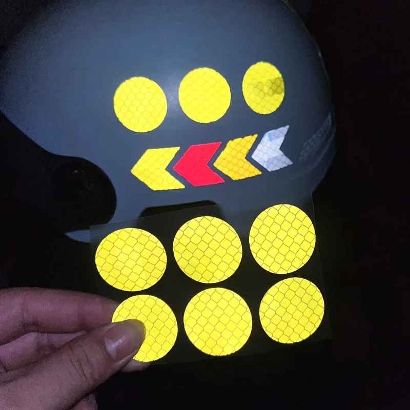 24PCS Reflective Safety Stickers Waterproof Round Grid Decals For Car Motorcycle Helmet Bicycle Night Visibility