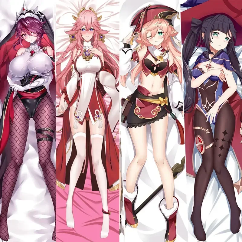 Genshin Impact Dakimakura Cover Anime Pillow Case Hugging Body Cushion Rosaria Yae Miko Yan Fei Eula Barbatos Keqing Pillowcase