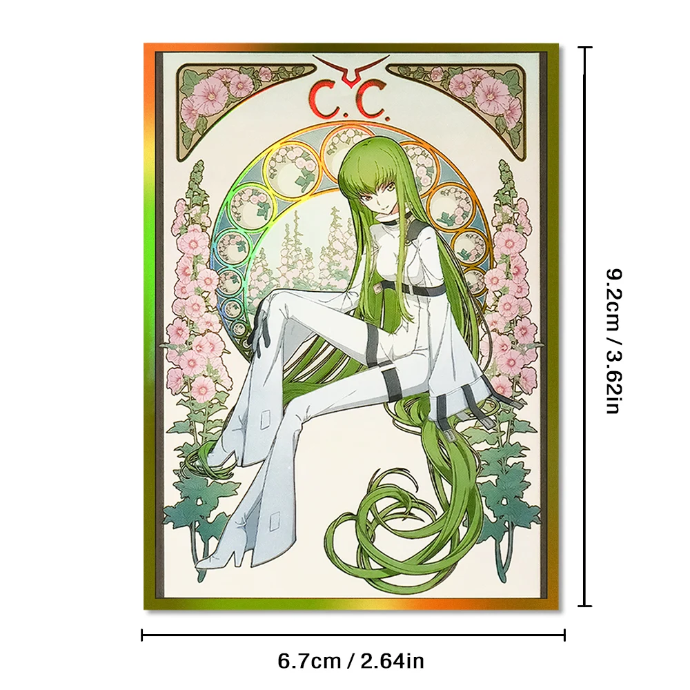 60PCS 67x92mm Holographic Art Anime Card Sleeves Board Game Trading Card Protector for PTCG/MTG/PKM Game Cards (C.C)