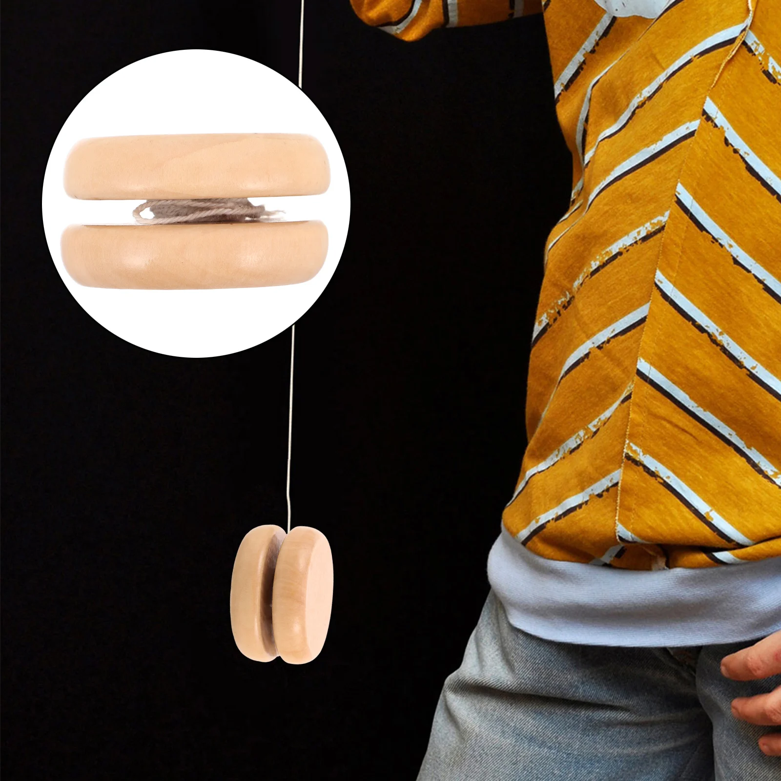 Wooden Yo-Yo Natural Solid Wood Cartoon Design Small Plaything for Kids Hand Eye Coordination Party Favor Fun Game